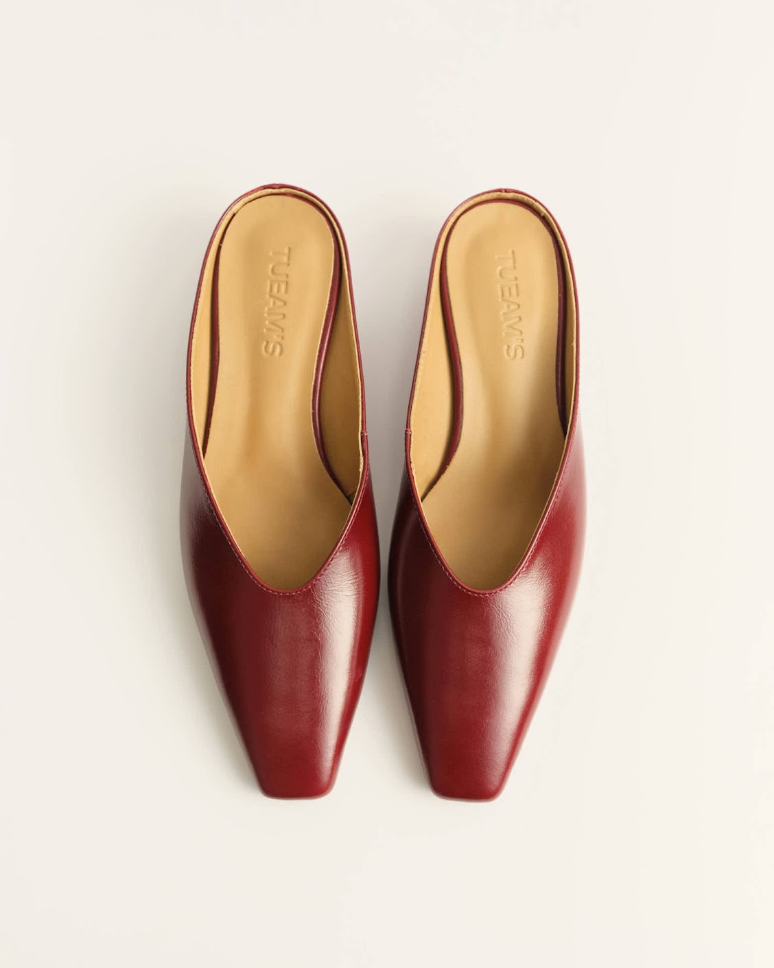 Burgundy glossy leather wedge heel mules