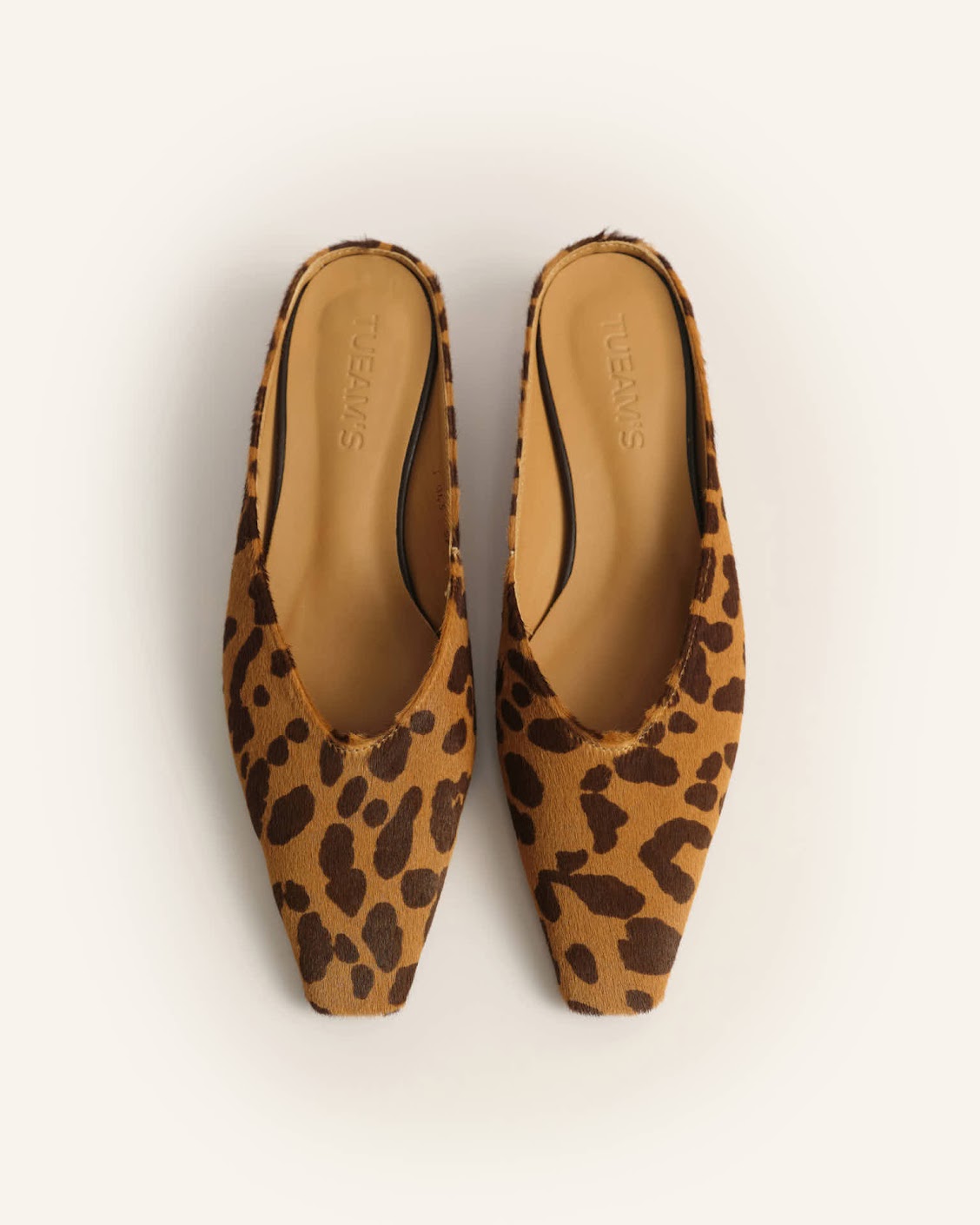 Leopard print wedge heel mules