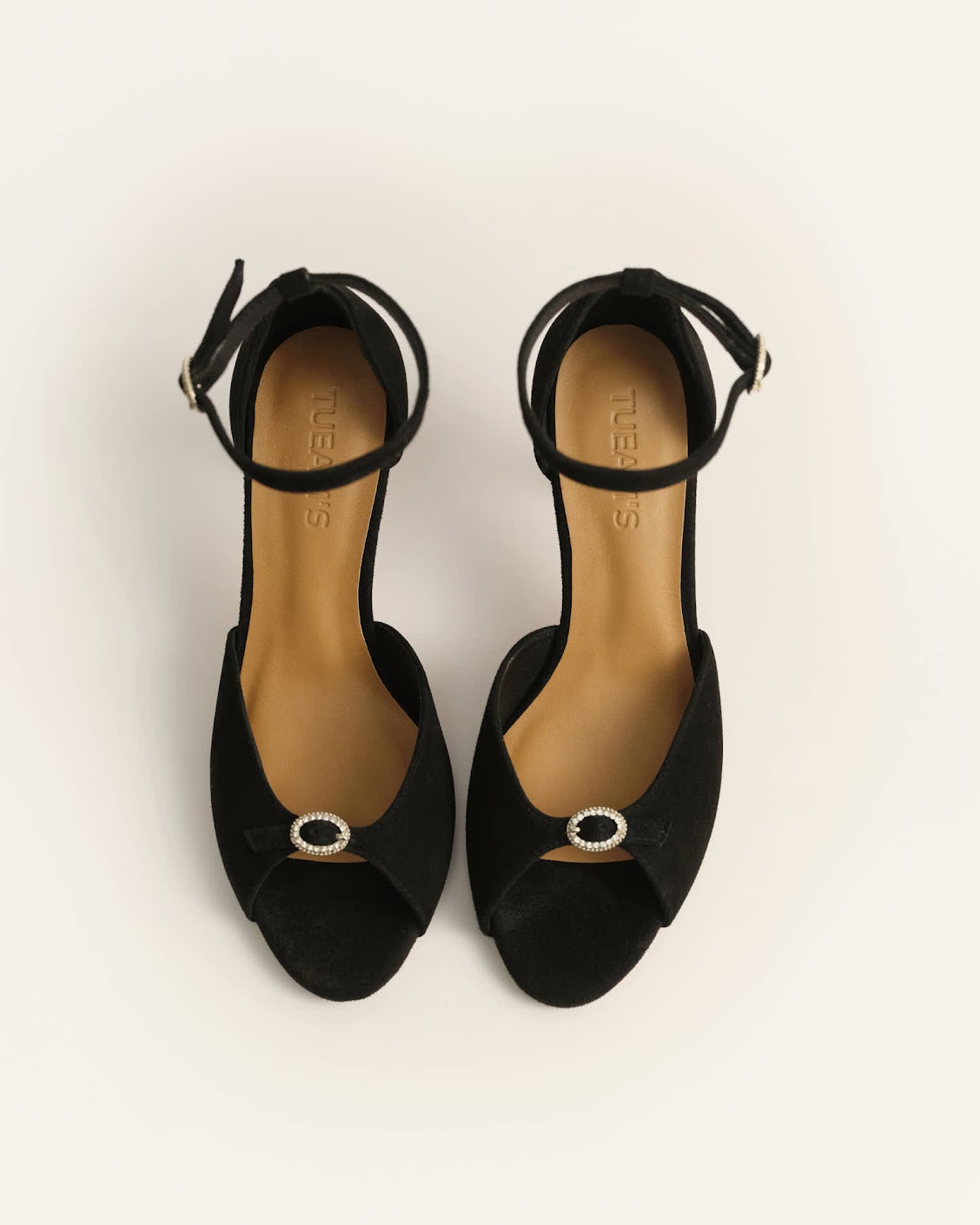 Suede mid-heel sandals