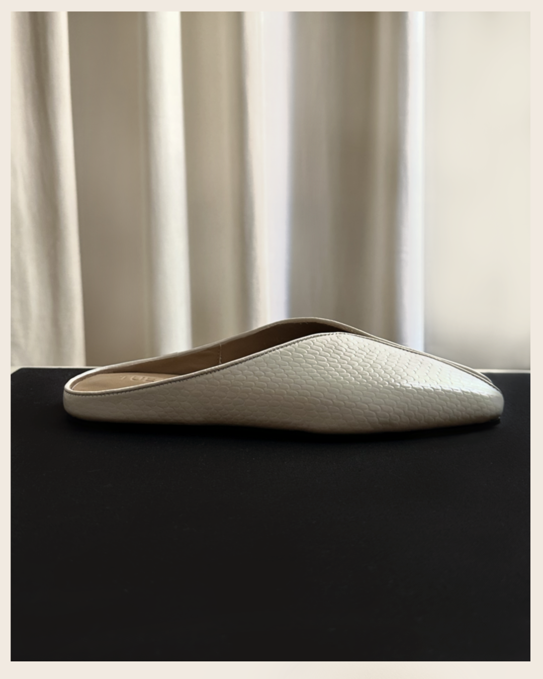 Elveé flat mules in embossed leather